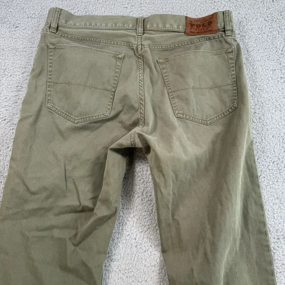 S Polo Ralph Lauren Pants Mens 34x30 Green 650 Straight Leg‎ Chino Flat Front
